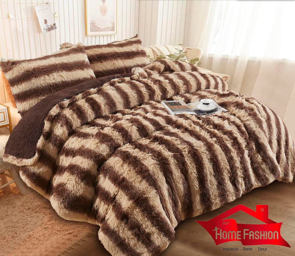Cobertor Pelo alto Queen Size Con Fundas