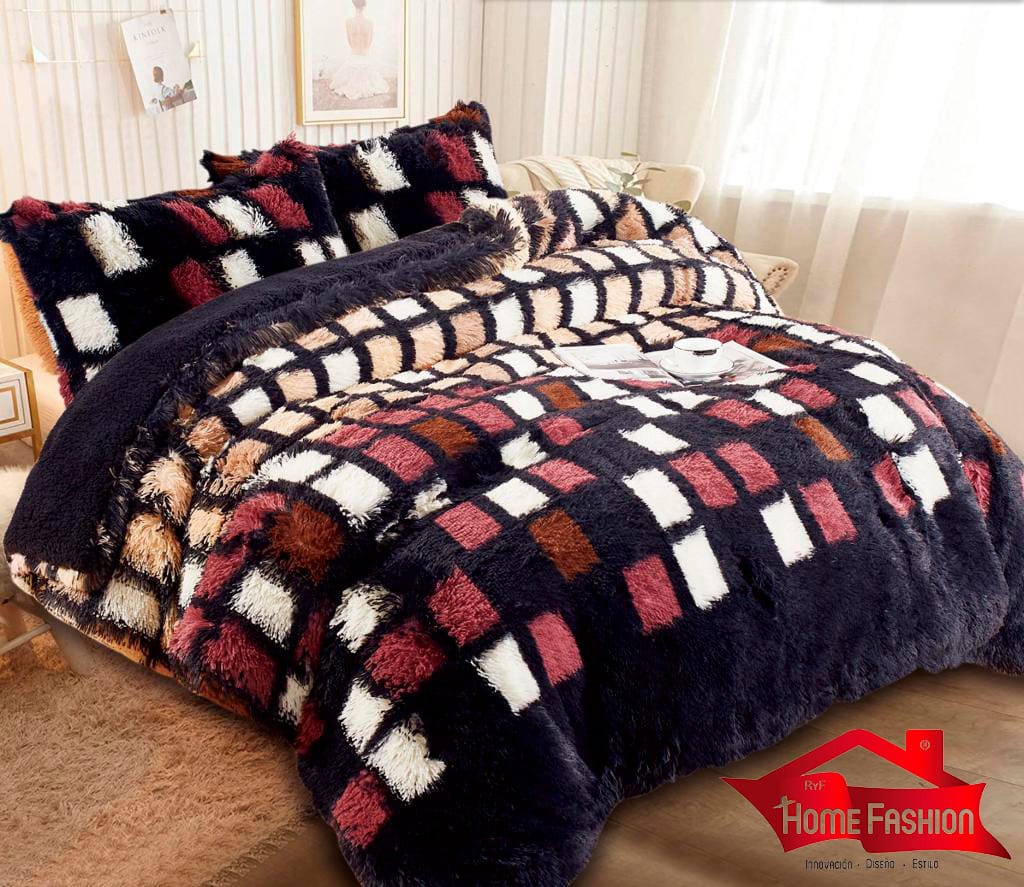 Cobertor Pelo alto Queen Size Con Fundas