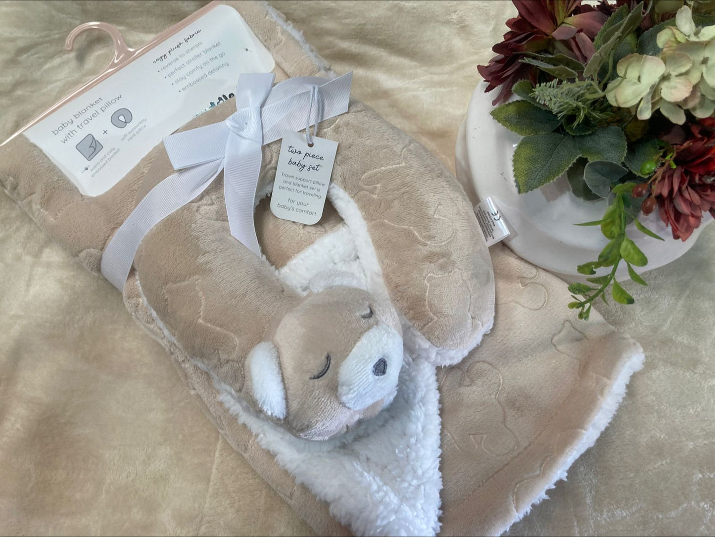 Frazada para Bebe con cuellera de peluche