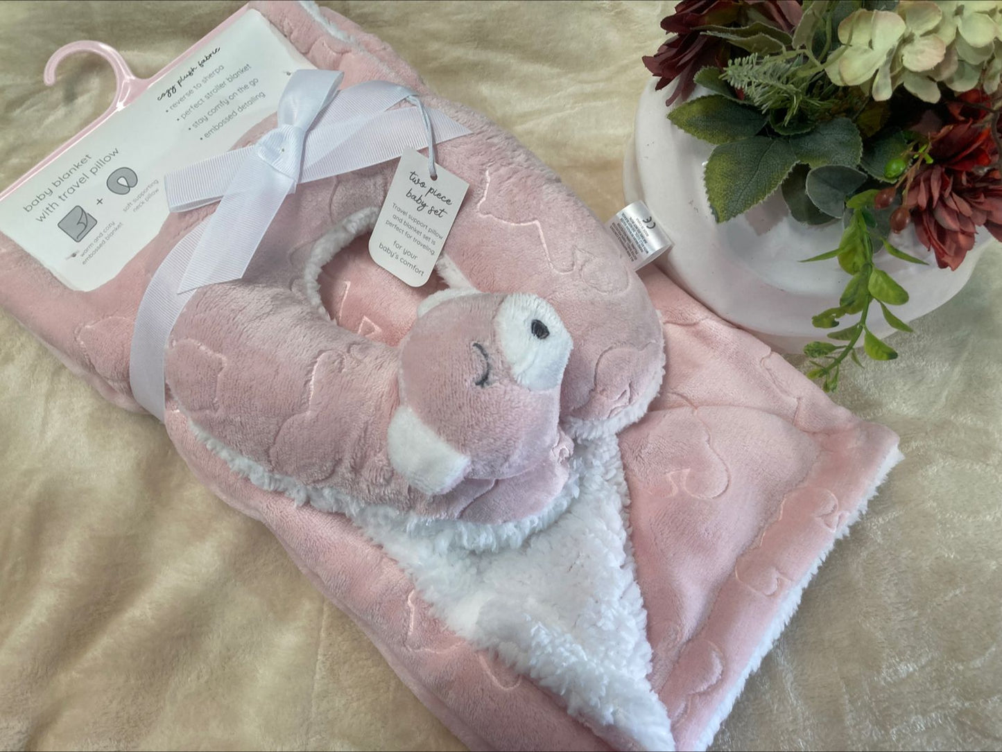 Frazada para Bebe con cuellera de peluche