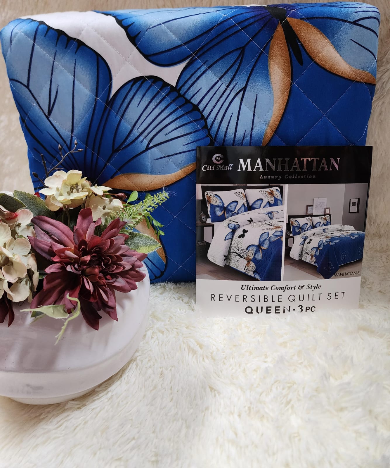 Edrecolcha Queen-Matri doble vista estampada.